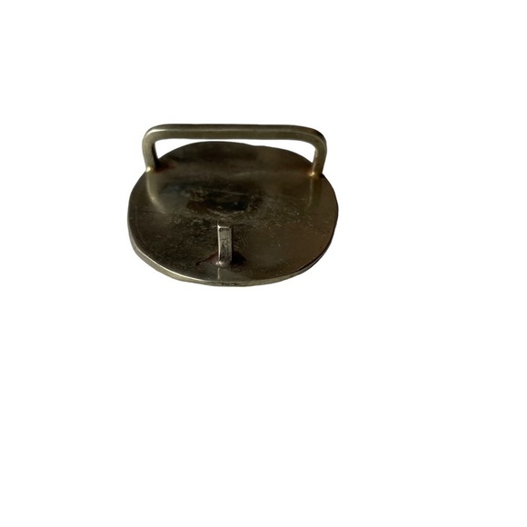 Vintage Alabone Shell Silver Large Belt Buckle Owl Bird Inlaid 1940s Mexico - Picture 6 of 9